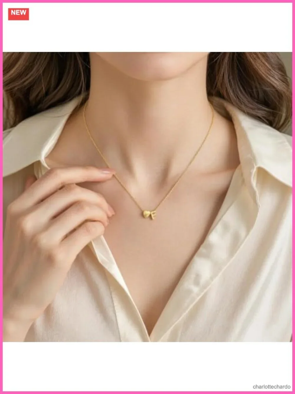 14K Gold Plated Heart Initial Necklace Letter A Pendant